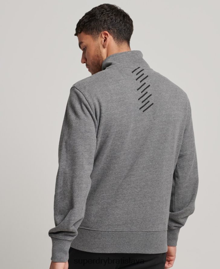 Superdry muži kód core sport mikina na polovičný zips 6B4ZTR757 oblečenie tmavošedý