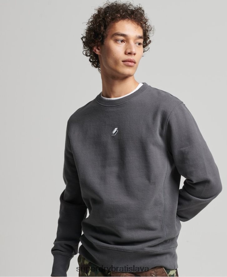 Superdry muži kód lineárna voľná crew mikina 6B4ZTR5125 oblečenie tmavošedý