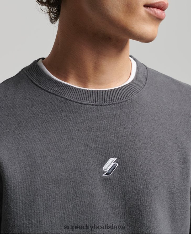 Superdry muži kód lineárna voľná crew mikina 6B4ZTR5125 oblečenie tmavošedý