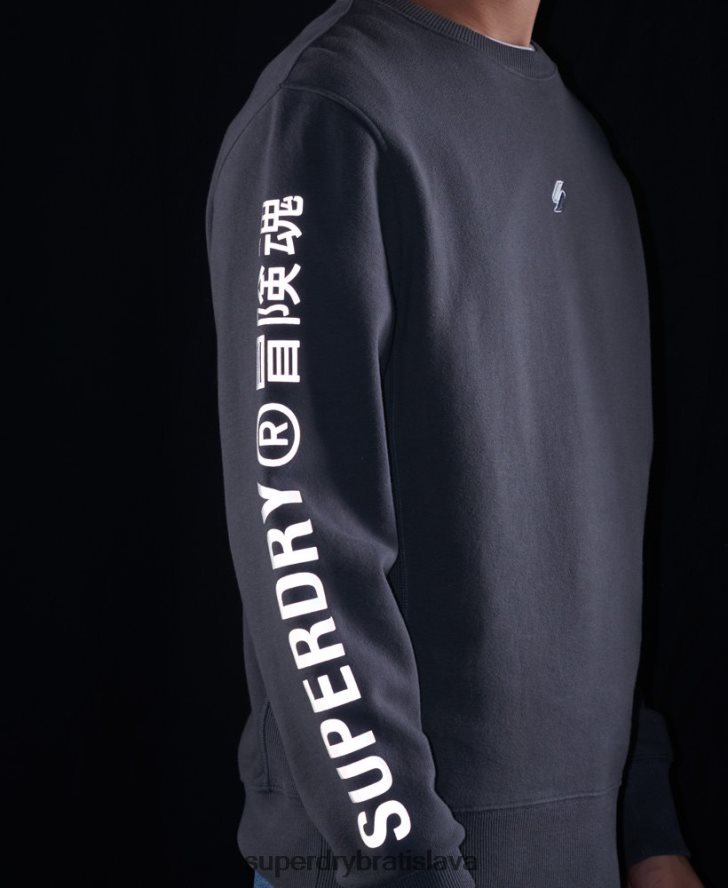 Superdry muži kód lineárna voľná crew mikina 6B4ZTR5125 oblečenie tmavošedý