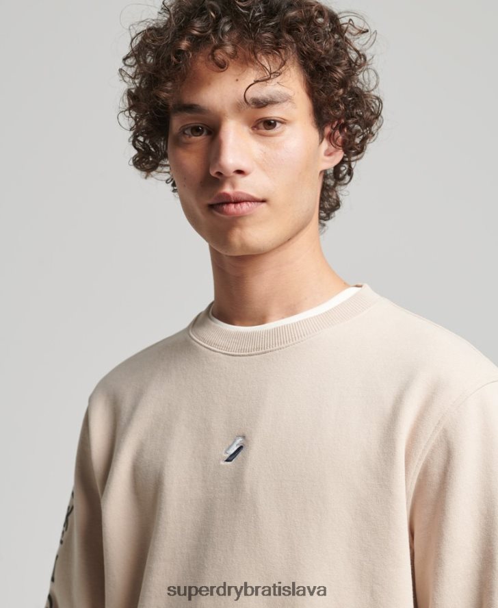 Superdry muži kód lineárna voľná crew mikina 6B4ZTR5909 oblečenie béžová