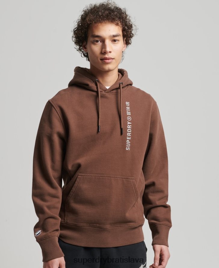 Superdry muži kód lineárna voľná mikina cez hlavu 6B4ZTR5787 oblečenie hnedá