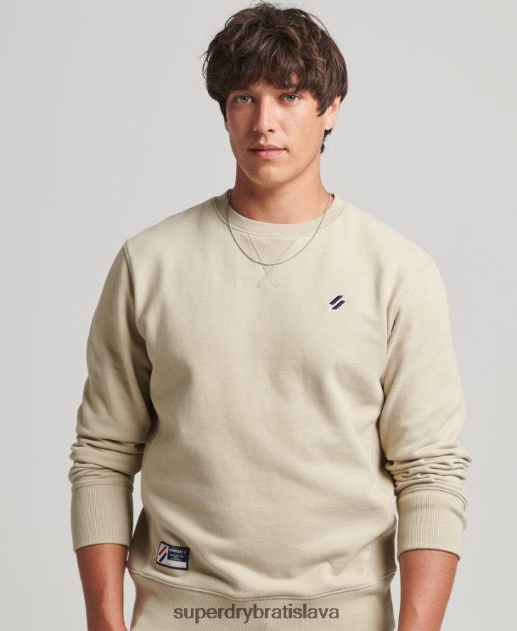 Superdry muži kód organická bavlna základná crew mikina 6B4ZTR5123 oblečenie béžová
