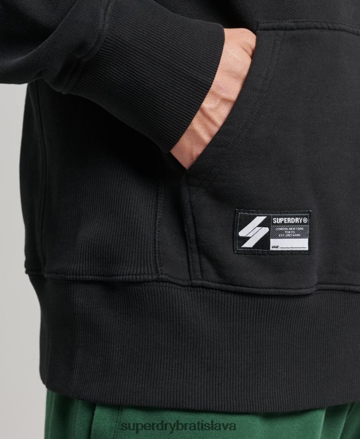 Superdry muži kódová poltónová voľná mikina s kapucňou 6B4ZTR800 oblečenie čierna