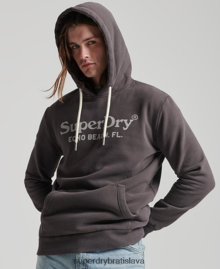 Superdry muži klasická mikina s kapucňou na vintage mieste 6B4ZTR508 oblečenie tmavošedý