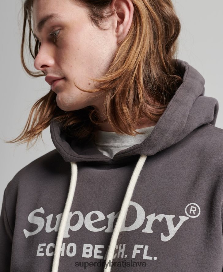 Superdry muži klasická mikina s kapucňou na vintage mieste 6B4ZTR508 oblečenie tmavošedý