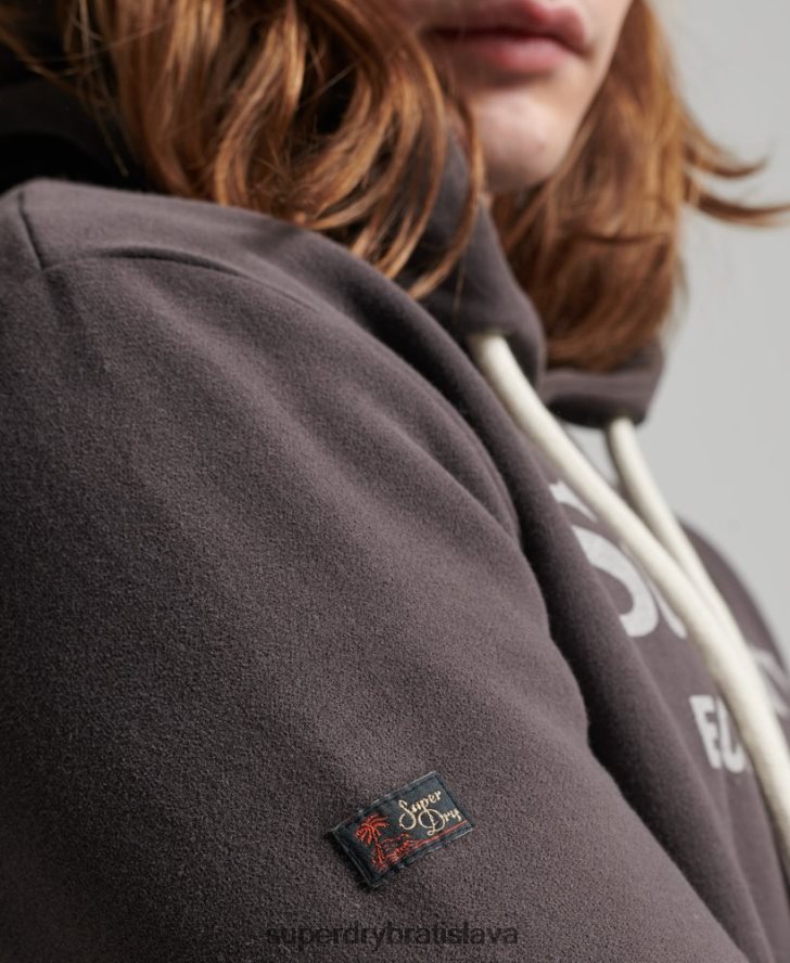 Superdry muži klasická mikina s kapucňou na vintage mieste 6B4ZTR508 oblečenie tmavošedý
