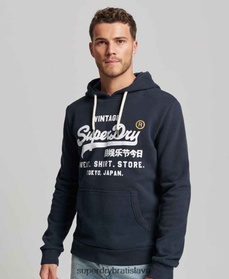 Superdry muži klasická mikina s kapucňou vintage logo store 6B4ZTR584 oblečenie námorníctvo