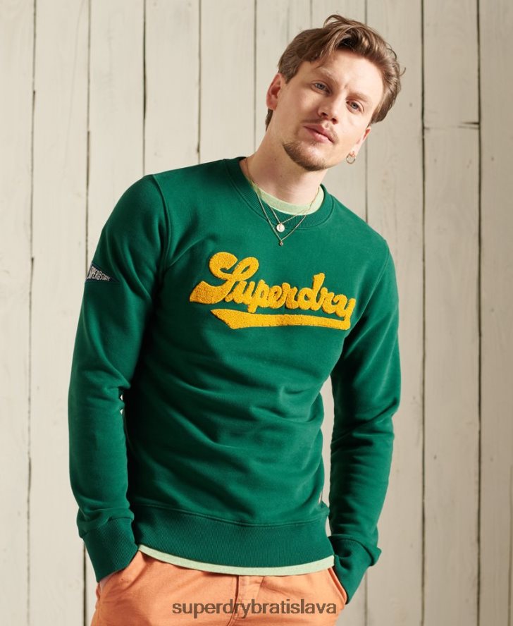 Superdry muži limitovaná edícia vysokoškolskej ženilkovej mikiny 6B4ZTR868 oblečenie zelená
