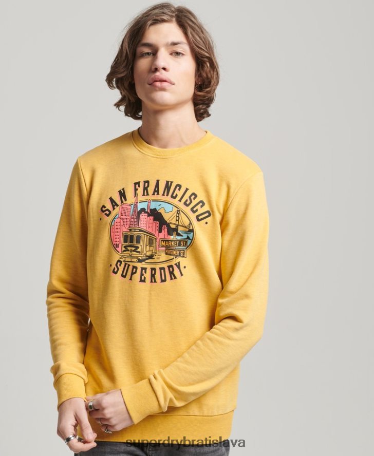 Superdry muži mestská suvenírová posádková mikina 6B4ZTR622 oblečenie žltá