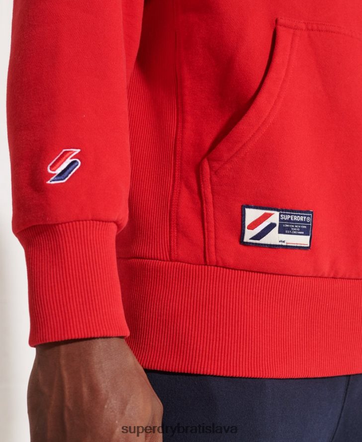 Superdry muži mestská vysoká škola mikina s kapucňou 6B4ZTR5215 oblečenie červená