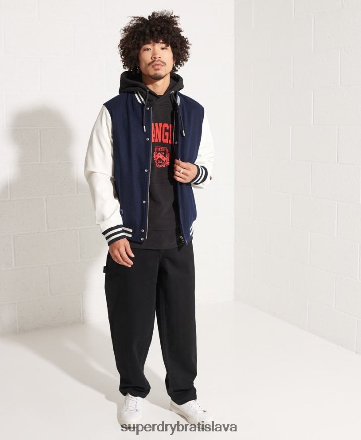 Superdry muži mestská vysoká škola mikina s kapucňou 6B4ZTR658 oblečenie čierna