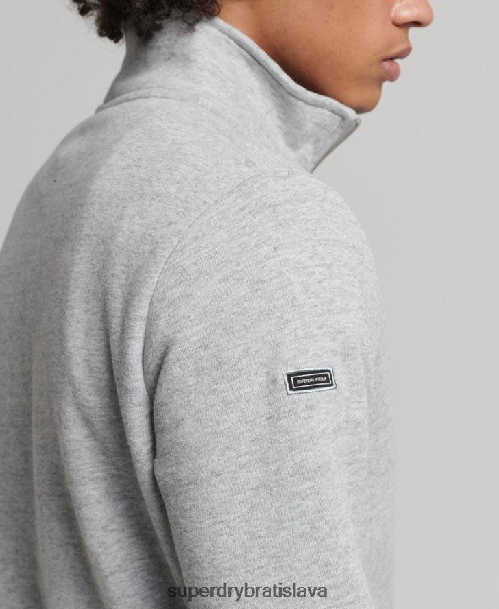 Superdry muži mikina henley na zips s vintage logom z organickej bavlny 6B4ZTR5003 oblečenie sivá