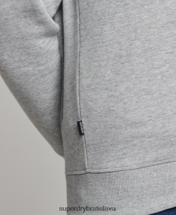 Superdry muži mikina henley na zips s vintage logom z organickej bavlny 6B4ZTR5003 oblečenie sivá
