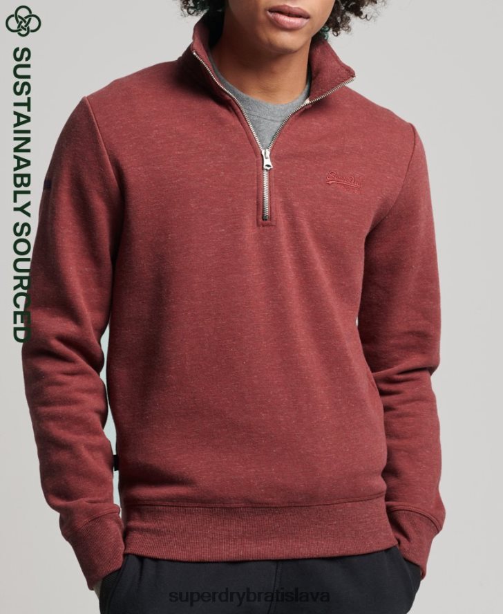 Superdry muži mikina henley na zips s vintage logom z organickej bavlny 6B4ZTR5034 oblečenie červená