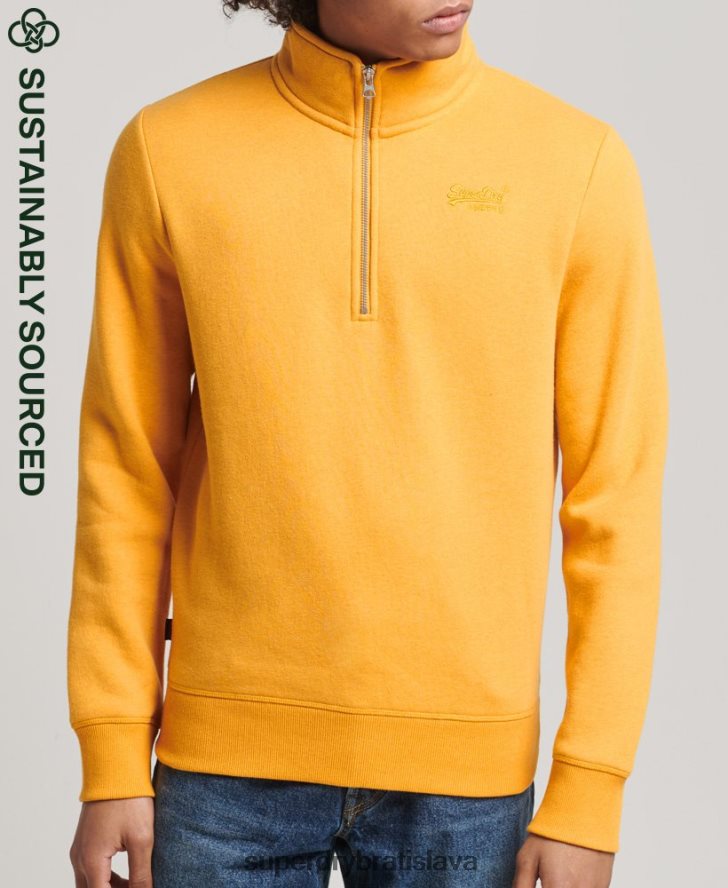 Superdry muži mikina henley na zips s vintage logom z organickej bavlny 6B4ZTR5042 oblečenie žltá