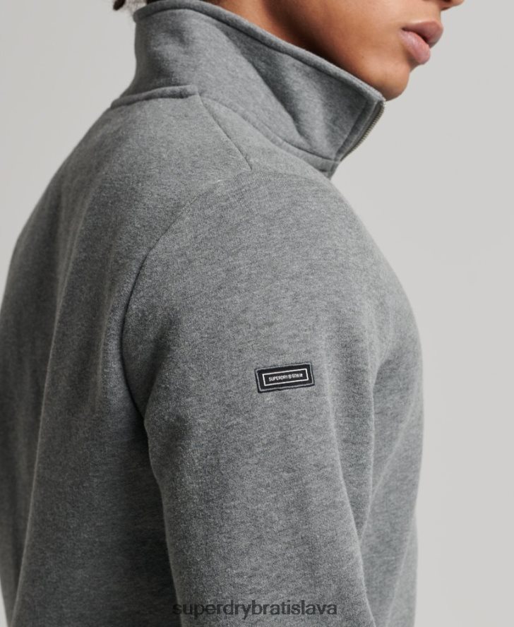 Superdry muži mikina henley na zips s vintage logom z organickej bavlny 6B4ZTR5076 oblečenie sivá