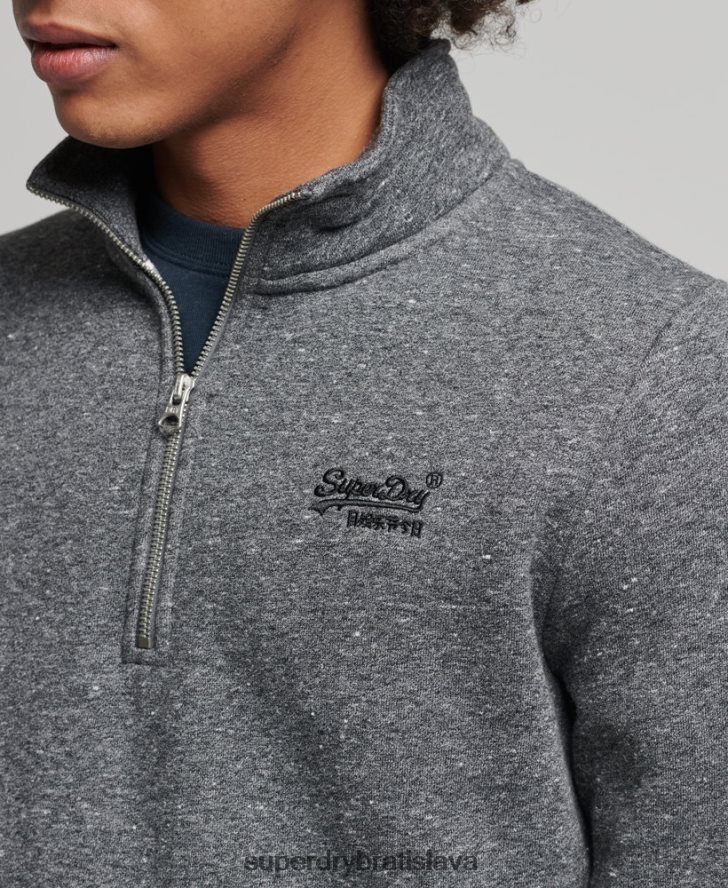 Superdry muži mikina henley na zips s vintage logom z organickej bavlny 6B4ZTR5105 oblečenie tmavošedý