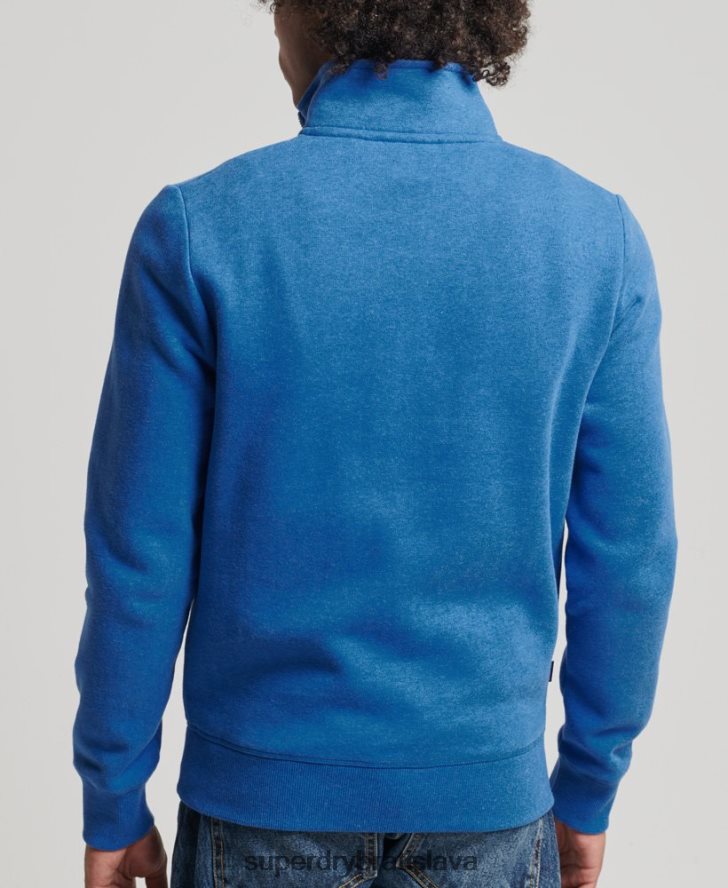 Superdry muži mikina henley na zips s vintage logom z organickej bavlny 6B4ZTR5193 oblečenie Modrá