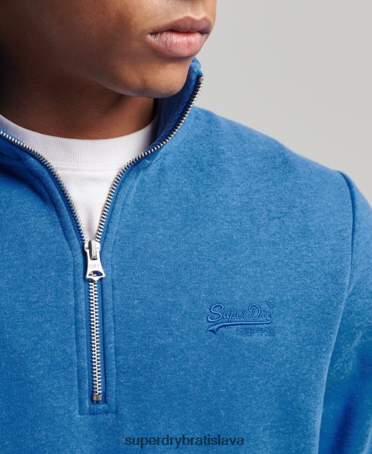 Superdry muži mikina henley na zips s vintage logom z organickej bavlny 6B4ZTR5193 oblečenie Modrá