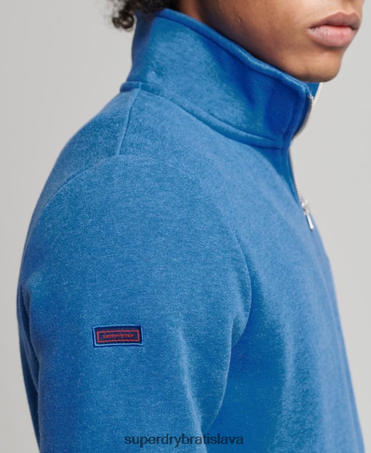 Superdry muži mikina henley na zips s vintage logom z organickej bavlny 6B4ZTR5193 oblečenie Modrá