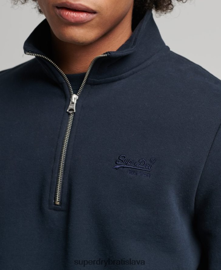 Superdry muži mikina henley na zips s vintage logom z organickej bavlny 6B4ZTR5229 oblečenie námorníctvo