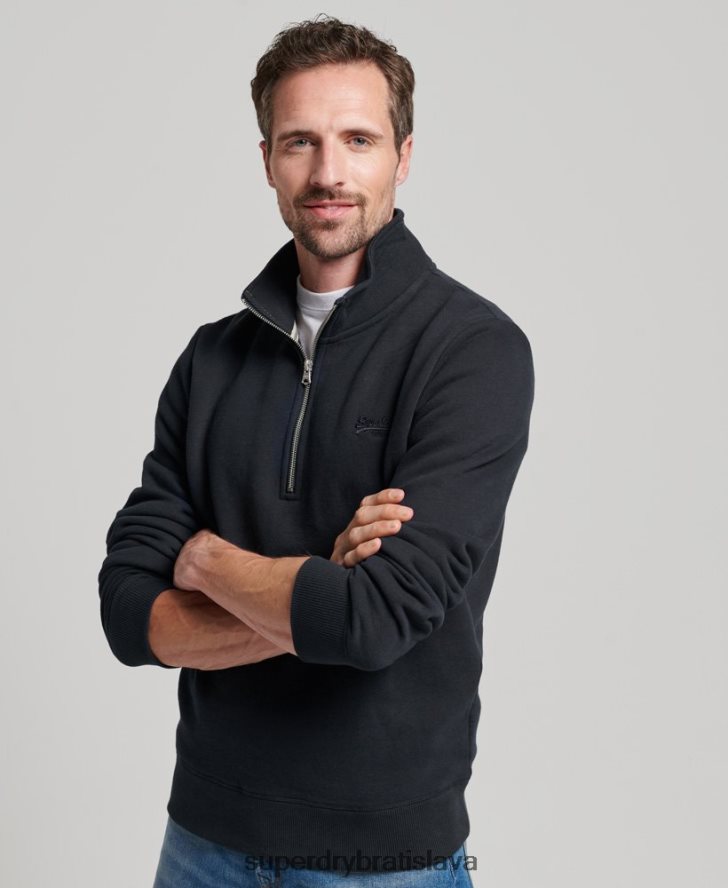 Superdry muži mikina henley s vyšívaným vintage logom 6B4ZTR104 oblečenie námorníctvo