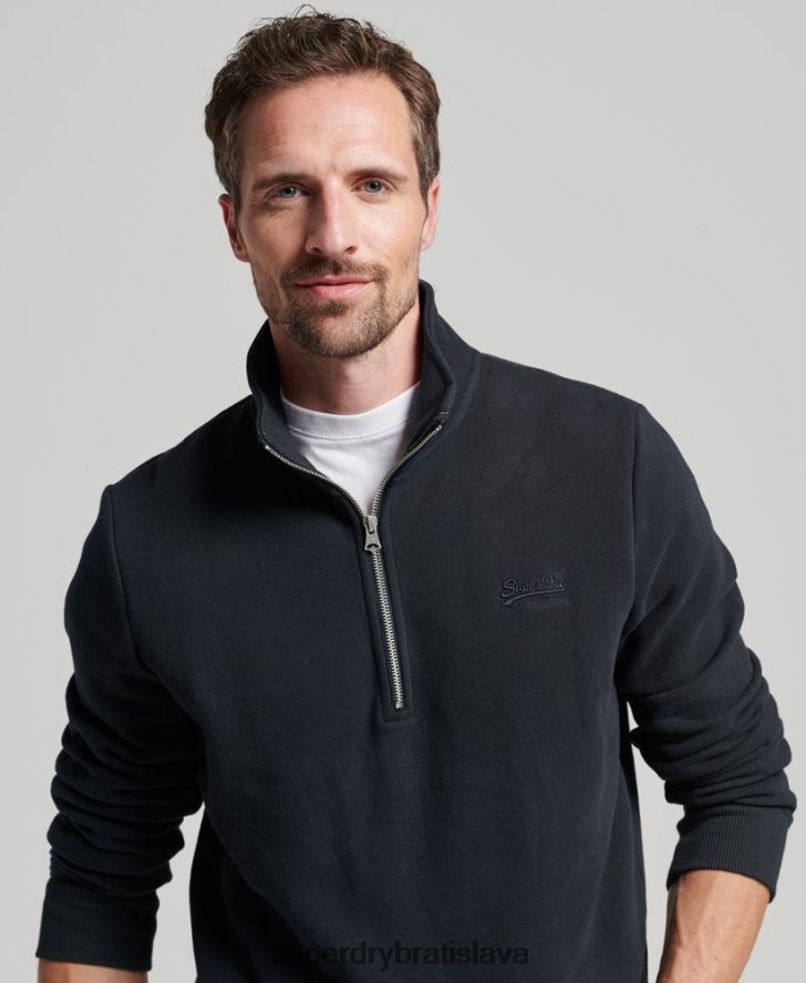 Superdry muži mikina henley s vyšívaným vintage logom 6B4ZTR104 oblečenie námorníctvo