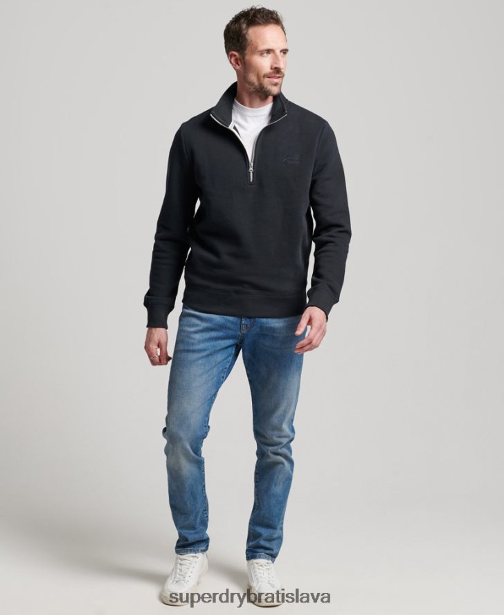 Superdry muži mikina henley s vyšívaným vintage logom 6B4ZTR104 oblečenie námorníctvo