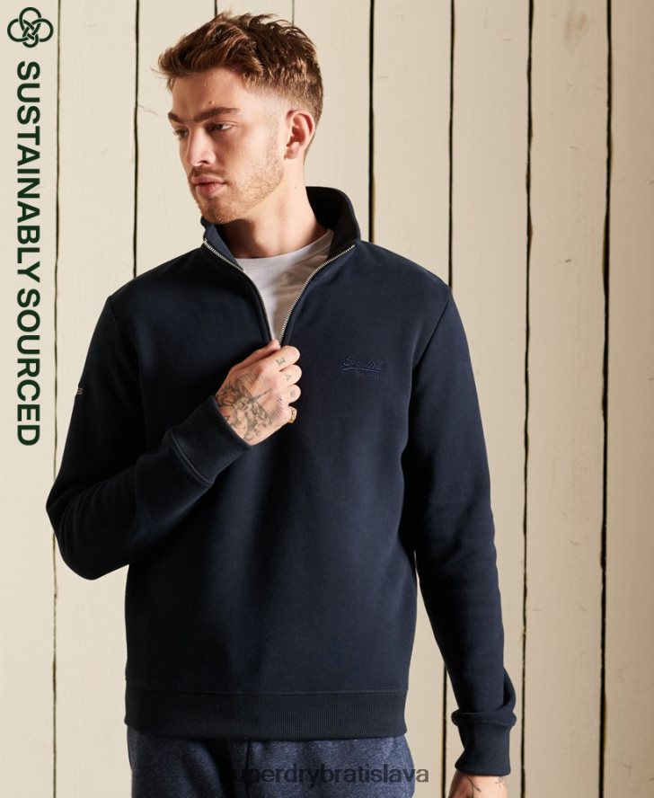 Superdry muži mikina henley s vyšívaným vintage logom 6B4ZTR5038 oblečenie námorníctvo