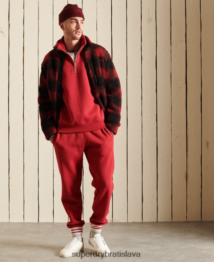Superdry muži mikina henley s vyšívaným vintage logom 6B4ZTR5231 oblečenie červená
