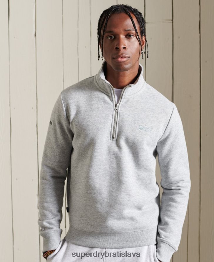 Superdry muži mikina henley s vyšívaným vintage logom 6B4ZTR779 oblečenie sivá