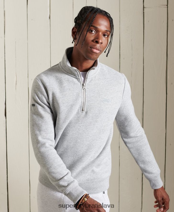 Superdry muži mikina henley s vyšívaným vintage logom 6B4ZTR779 oblečenie sivá