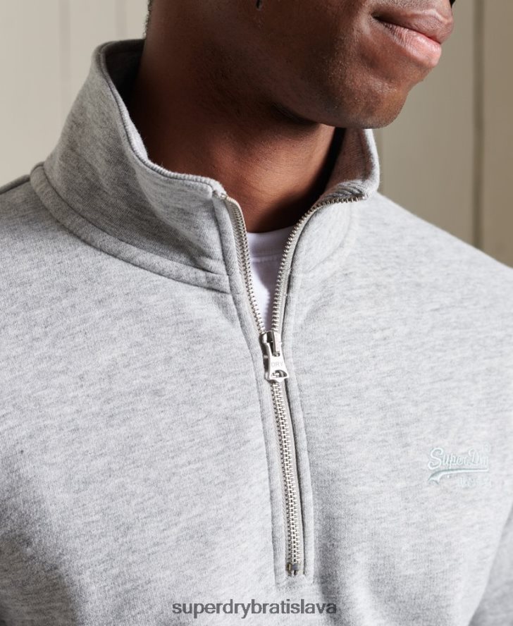 Superdry muži mikina henley s vyšívaným vintage logom 6B4ZTR779 oblečenie sivá
