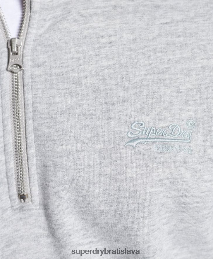 Superdry muži mikina henley s vyšívaným vintage logom 6B4ZTR779 oblečenie sivá