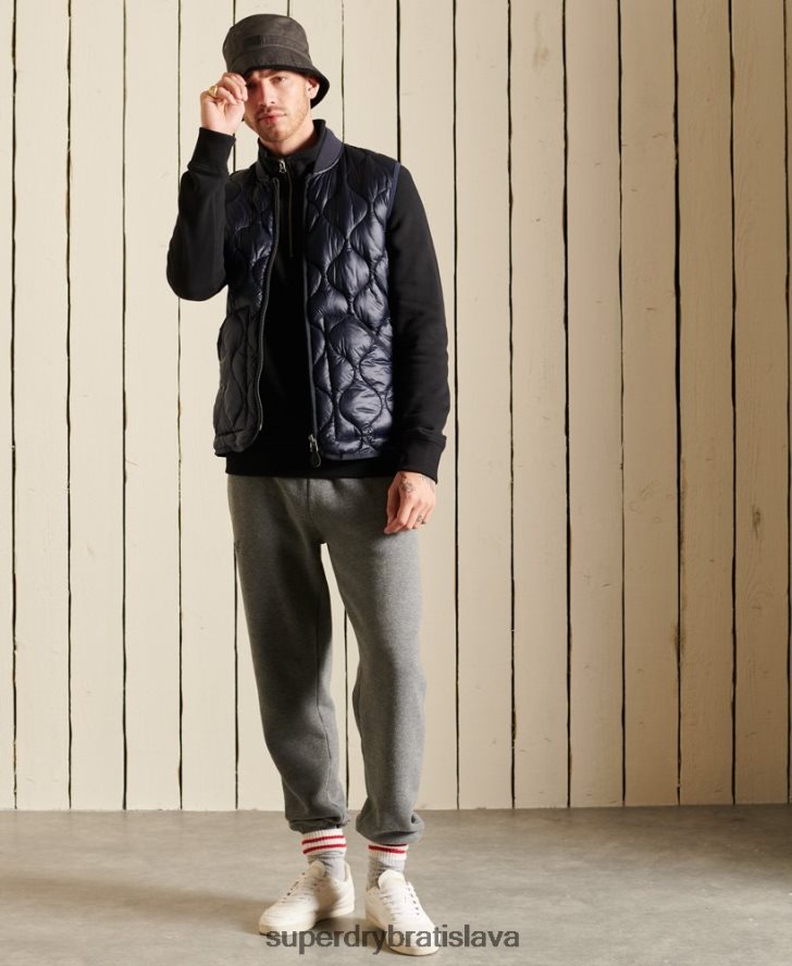 Superdry muži mikina henley s vyšívaným vintage logom 6B4ZTR821 oblečenie čierna