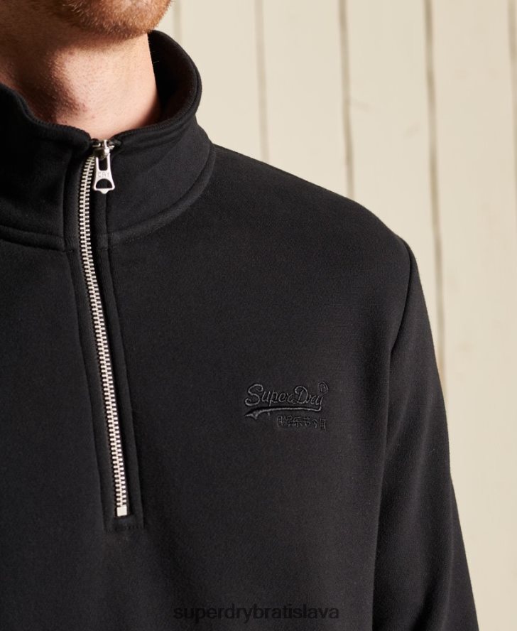 Superdry muži mikina henley s vyšívaným vintage logom 6B4ZTR821 oblečenie čierna