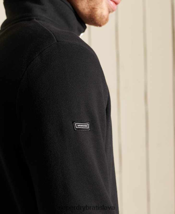 Superdry muži mikina henley s vyšívaným vintage logom 6B4ZTR821 oblečenie čierna