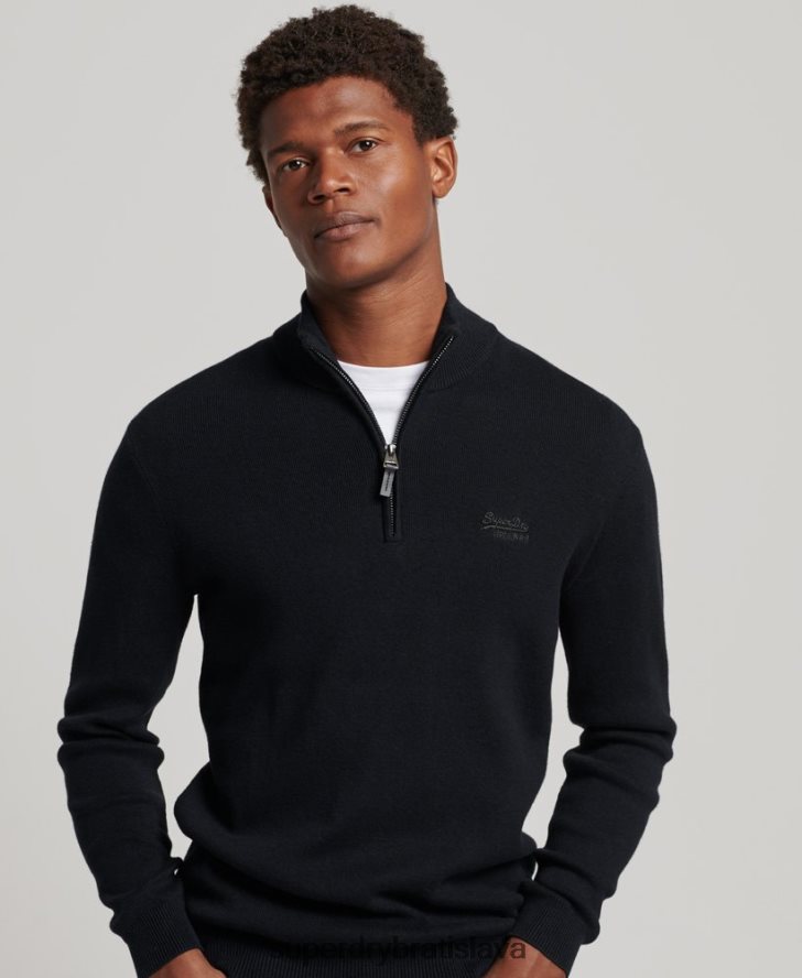 Superdry muži mikina henley vyšívaná z organickej bavlny 6B4ZTR5256 oblečenie čierna