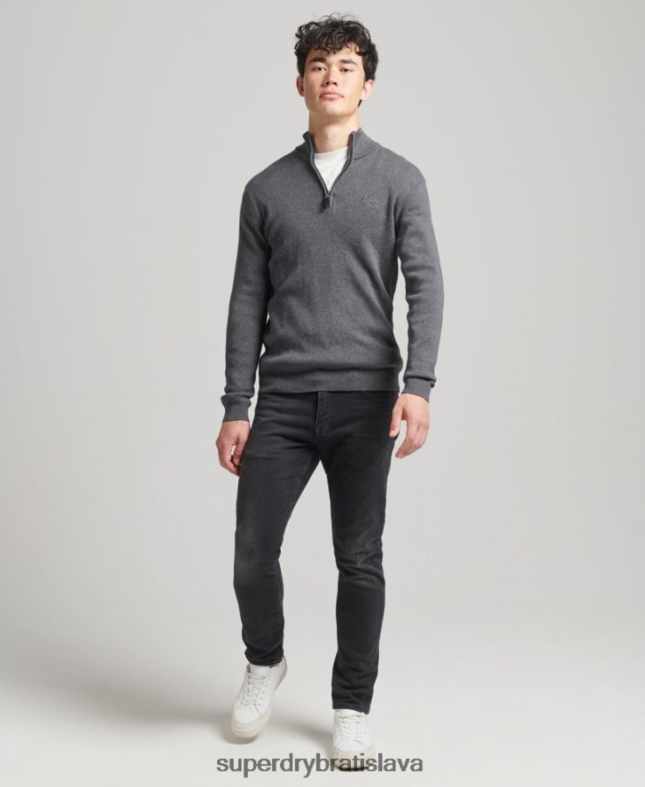 Superdry muži mikina henley vyšívaná z organickej bavlny 6B4ZTR6456 oblečenie sivá