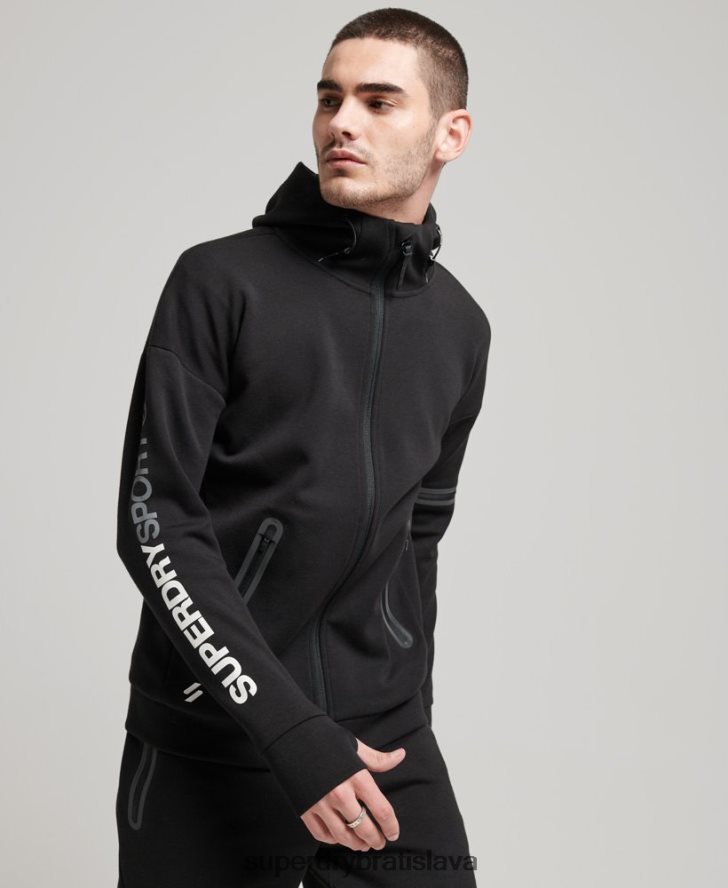 Superdry muži mikina na zips gymtech 6B4ZTR562 oblečenie čierna