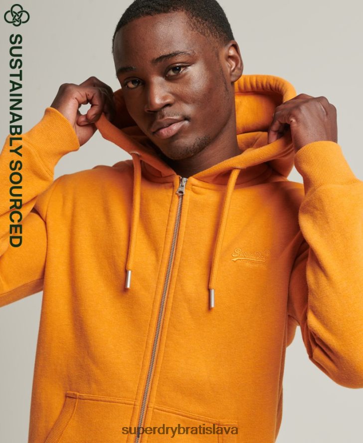 Superdry muži mikina na zips s vintage logom z organickej bavlny 6B4ZTR624 oblečenie žltá