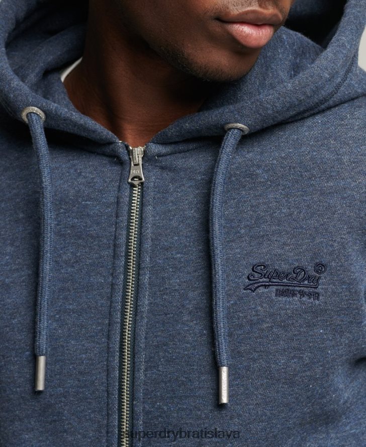 Superdry muži mikina na zips s vintage logom z organickej bavlny 6B4ZTR669 oblečenie námorníctvo