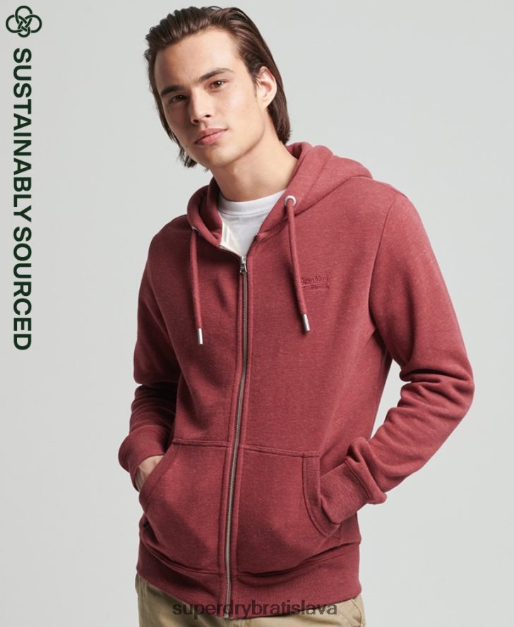 Superdry muži mikina na zips s vintage logom z organickej bavlny 6B4ZTR712 oblečenie červená