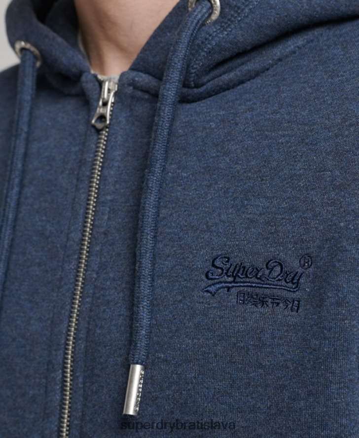Superdry muži mikina na zips s vyšívaným vintage logom 6B4ZTR459 oblečenie námorníctvo