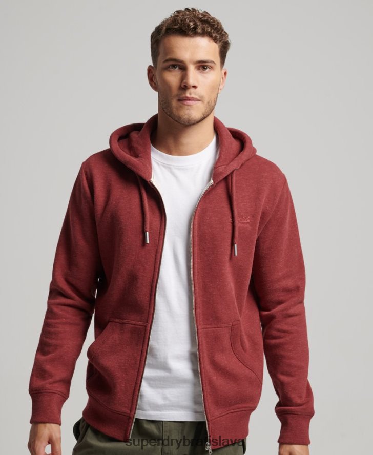 Superdry muži mikina na zips s vyšívaným vintage logom 6B4ZTR469 oblečenie červená