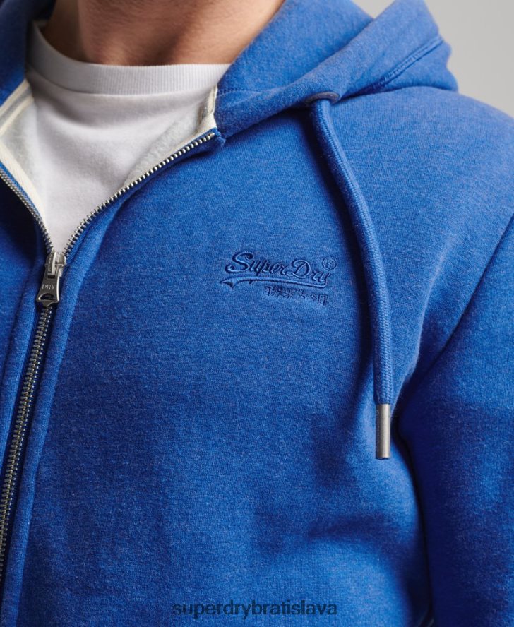 Superdry muži mikina na zips s vyšívaným vintage logom 6B4ZTR494 oblečenie Modrá