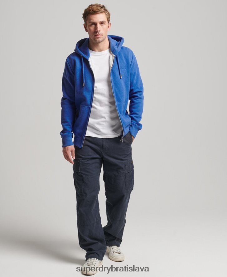 Superdry muži mikina na zips s vyšívaným vintage logom 6B4ZTR494 oblečenie Modrá