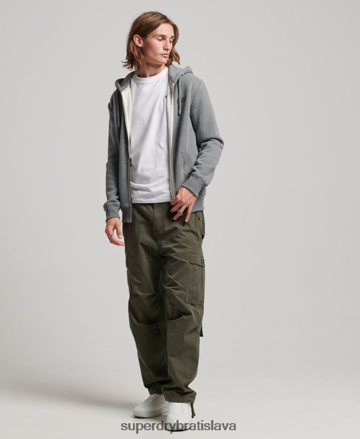Superdry muži mikina na zips s vyšívaným vintage logom 6B4ZTR497 oblečenie sivá