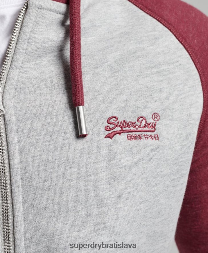 Superdry muži mikina na zips s vyšívaným vintage logom 6B4ZTR557 oblečenie svetlo šedá